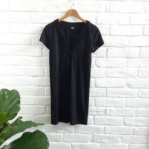 J. CREW Dress Small 4 Black Jersey Pull Over Casual Short Sleeve Stretch
